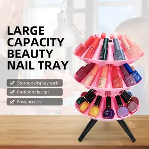 3-Tier Transparent Nail Polish Display Stand / Storage Rack / Cosmetic Organizer with Acrylic Protective Cover (3-Tier)