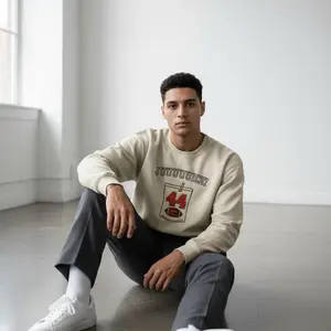 49ers "JUUUUUICE!" Embroidered Sweatshirt Kyle Juszczyk #44 Inspired Cream Cotton Football Fanwear Pullover Long Sleeve Tops Crewneck Casual Womenswear Ivory Fitted Streetwear Soft Graphic