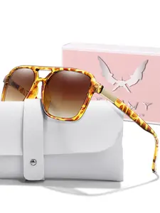 Retro Aviator Sunglasses for Women & Men with Glasses Case, Trendy Rectangle Shape, Rich Girl Sunglasses, Uv400 Protection, Mother's Day Gift Idea