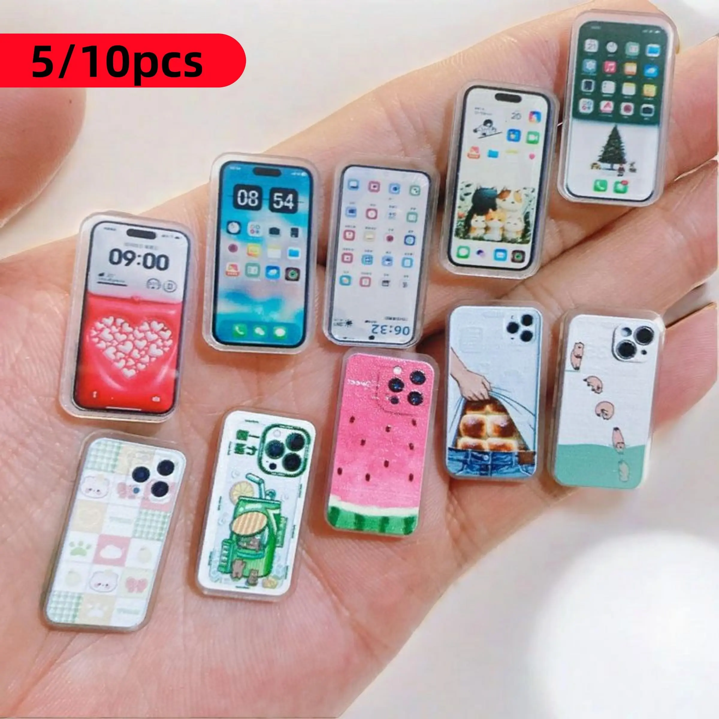 Mini Acrylic Smartphone Display Props, Lightweight Portable Set of 5-10 Pieces, Ideal for Dollhouse Miniature Decor & Model Store Window Displays
