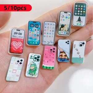 Mini Acrylic Phone Display Props, Set of 5-10 Pieces, Ideal for Dollhouse Miniature Decor & Model Store Window Displays