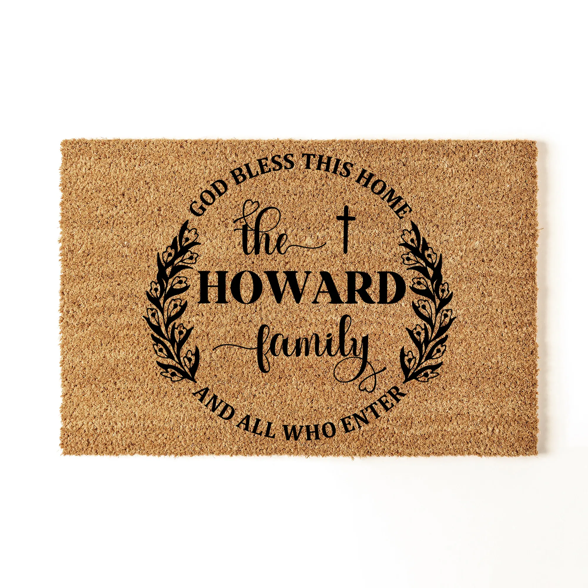 God Bless This Home and All Who Enter Doormat, Family Name Entry Mat, Heart felt Housewarming Divine Home Doormat, Custom Family Name Doormat, Customized Doormat, New Home Gift, Newlywed Gift, Home Owner Gift