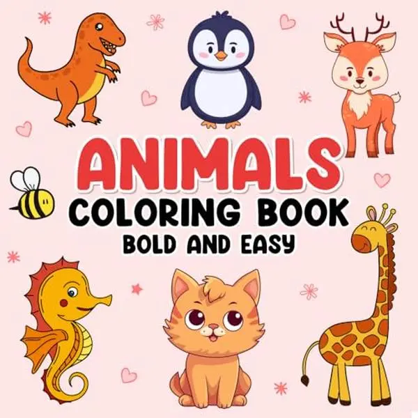 Animals Coloring Book Bold and easy: 50 Easy and Bold Large Animals Coloring Pages Design for Kids, Teens and Adults