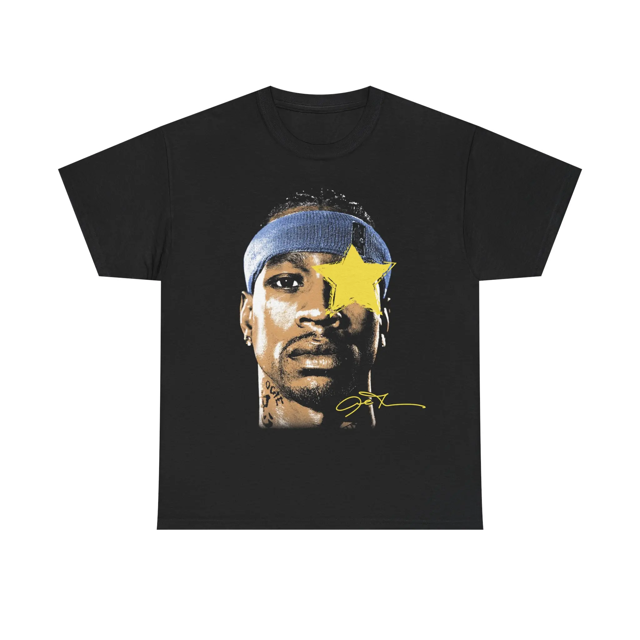 Men's AI V2 Inspired Vintage Graphic Short-Sleeve T-Shirt - Heavy Cotton, Round Neck, Smooth, 90s Throwback Basketball Streetwear, Y2K Aesthetic Hiphop Classic Casual Retro Comfy Hooper Crewneck Top