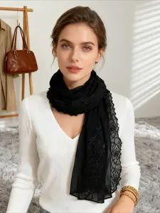 1Pc new embroidered chiffon versatile long towel Malay fashion high-end women's decorative shawl headscarf Tignon Scarf For Muslim