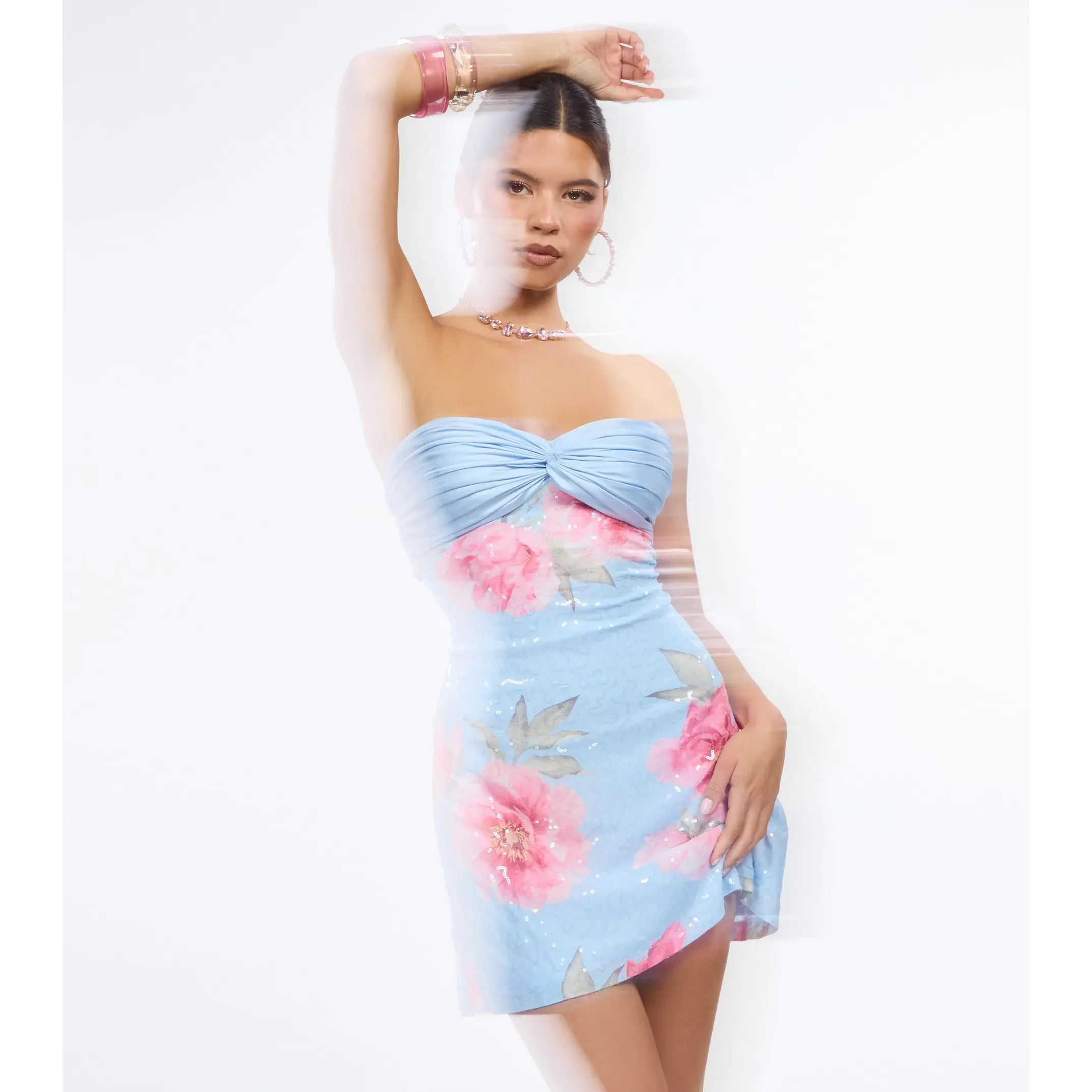 Radiant Floral Sequin A-Line Dress