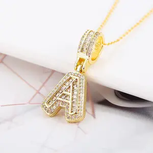 Letter Necklace Gold Plated with Chunky Initial Charm, Non-waterproof, Personalized, Elegant Design, Unisex Accessory