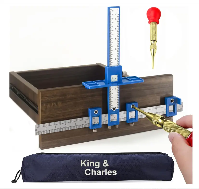 King&Charles Cabinet Hardware Jig & Automatic Center Punch Set. | Avoid Jitter Caused by Direct Drilling. Cabinet Handle Jig, Use for Handles and Pulls on Drawers and Doors