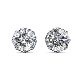 Eden 18k White Gold Plated Crystal Stud Earrings with Simulated Diamond Crystal