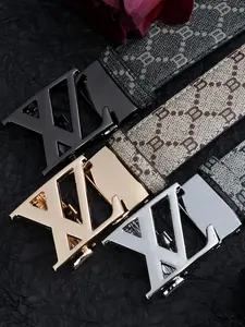 Men's Luxury Alloy Letter Buckle Belt, Classic B Element Print Waistband, Casual Fashionable All Season Pants Strap