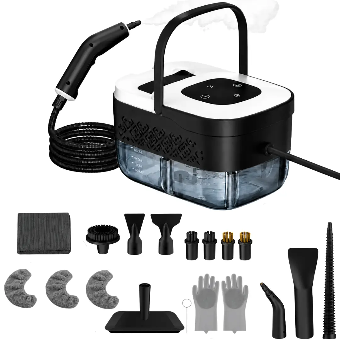 Compact Handheld Portable Steam Cleaner for Home Users - 221°F Temp, Fast Heat-Up, High-Steam Output, 18 Attachments for Baby Gear, Pet Supplies, Deep Home Cleaning