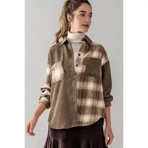 Dorothy Colorblock Corduroy Plaid Mix Shacket