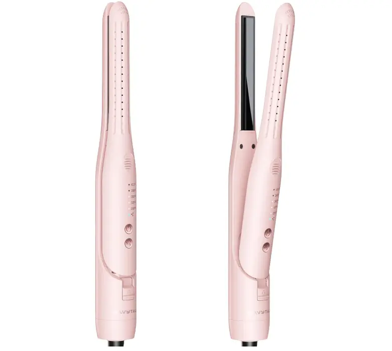 Wavytalk Cool Curl Pencil 0.65" Airflow Curling Iron for Short Hair & Pixie | 360° Cool Airflow Reduces Damage, Anti-scald, Precise Root Styling Control, 2-in-1 Small Flat Iron & Curler, Pink