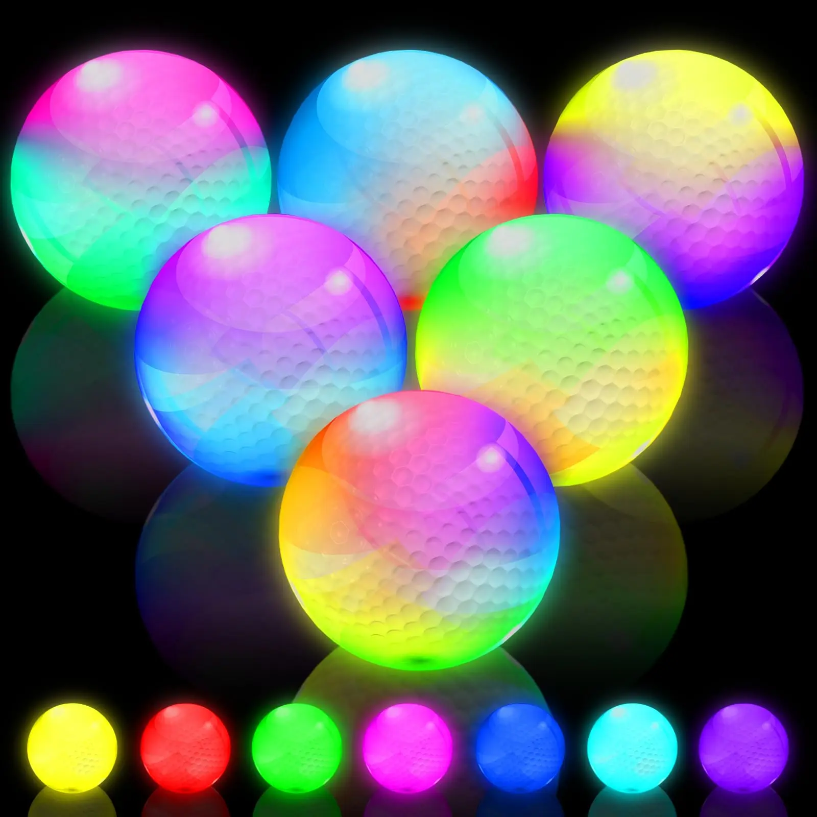 THIODOON Golf Balls, Synthetic Glow in The Dark Color Changing LED with 8-Minute Auto-Reset Timer, Gift for Golfers for Father's Day, Birthdays, Golf Gift, Christmas, Unisex