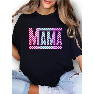 [100% Cotton] Checkered Mama Unisex Apparel Relaxed Fit Printed  Golf Gift T-Shirt For Men and Women