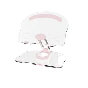 Acrylic Transparent Rotating Stand, Universal Foldable Adjustable Desktop Support, Phone and Tablet Holder, Fits Multiple Models