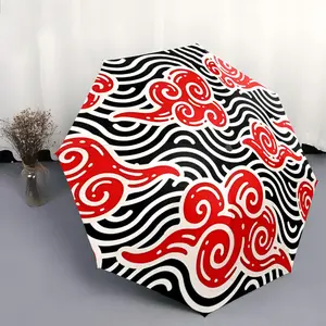 1PC Personalized Folding Umbrella with Line-Style Floating Cloud Pattern, Printed Image Umbrella, Suitable as Birthday Gift, for Various Holidays, Travel, and Giving