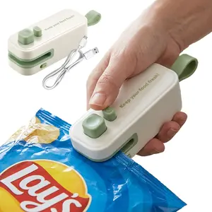 Mini Sealing Machine 2-in-1 Bag Sealer & Cutter with Magnetic Storage, USB Rechargeable Handheld Food Sealer for Snacks, Portable Plastic Bag Heat Sealer, 300mAh Battery, Easy 4-Step Operation