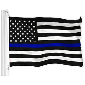 Thin Blue Line Flag 150D Printed Polyester 3x5 Ft