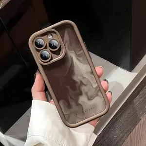 [Must-Have] 1 brown matte striped pattern phone case, customizable, compatible with 16 Pro Max, 15, 14 Plus, 13, 12, 11, and also compatible with Samsung series, waterproof, shockproof, drop-proof, scratch-proof, international version, not domestic versio