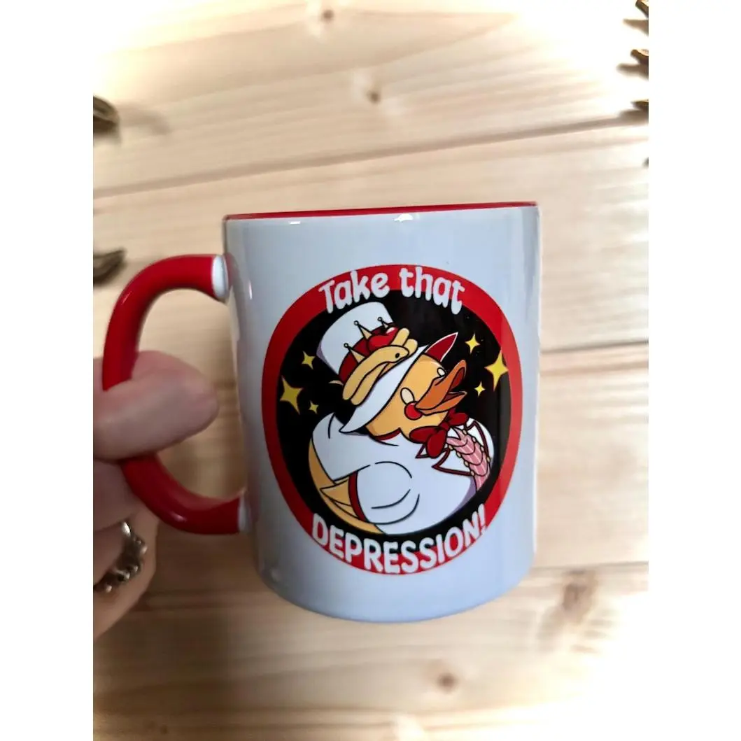 Lucifer Hazbin Hotel inspired - Take that depression Mug