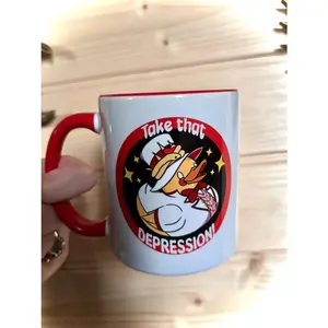 Lucifer Hazbin Hotel inspired - Take that depression Mug