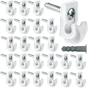 24 Pack White Down Wall Clip Closet Shelves Clips Wire Shelf Loop Clip Plastic Wire Shelf Brackets Included Clips Screws and Expansion Tubes for Wire Closet Shelving