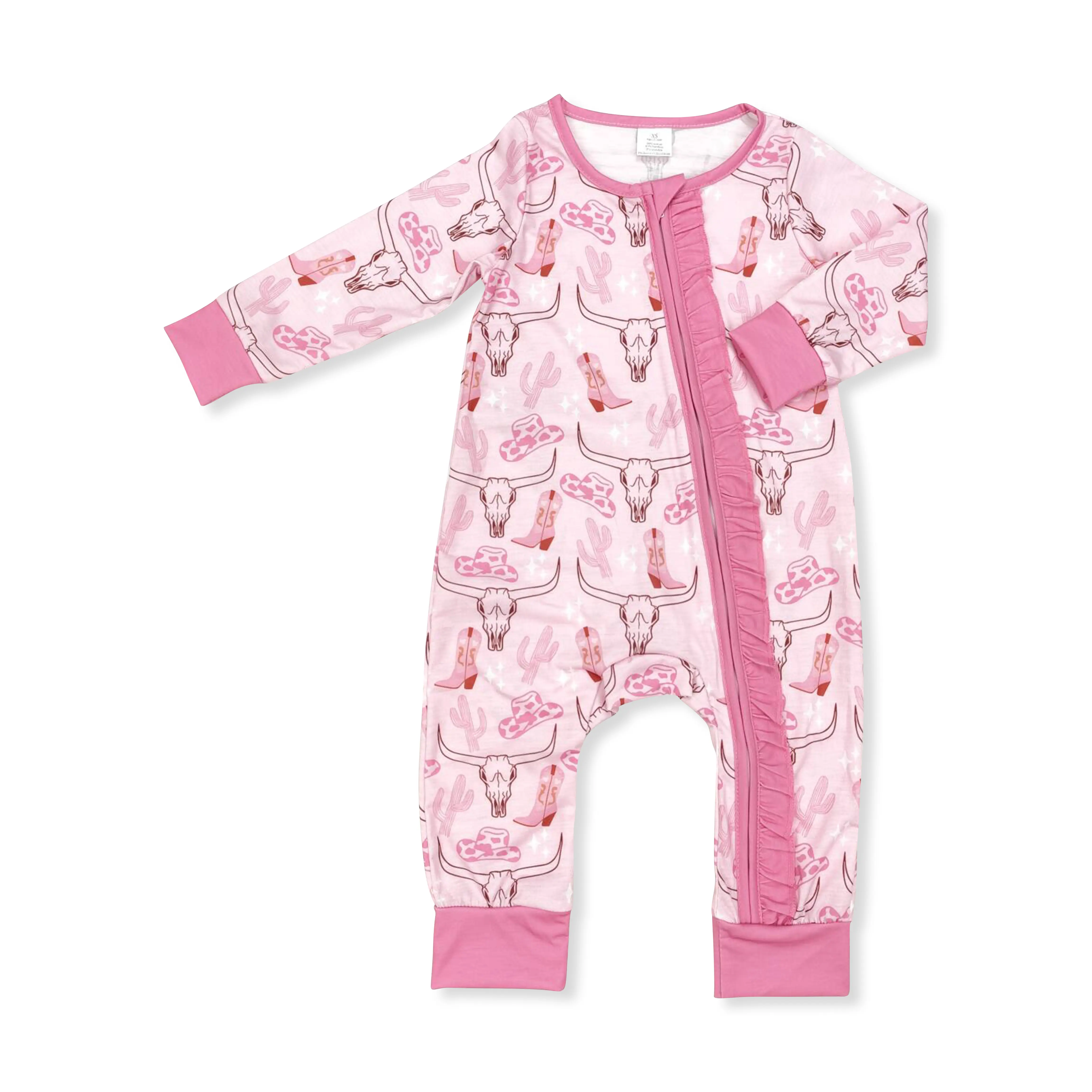 Baby Girl Clothes Western Blush Pink Cow Print Bodysuit, Toddler 1-Piece Outfit