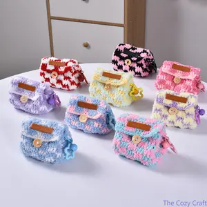Dopamine‑Style Checkerboard Knit Coin Purse, Handmade Yarn Earbud Storage Pouch, Cute Versatile Mini Organizer Bag, Sweet Trendy Gift Accessory, Ideal for Storing Small Essentials, Daily Use, Gifting to Besties and Casual Everyday Carry