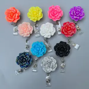 Bling Flower Badge Reel /ID Badge Reel/ Office Accessories/ School Accessories nurse