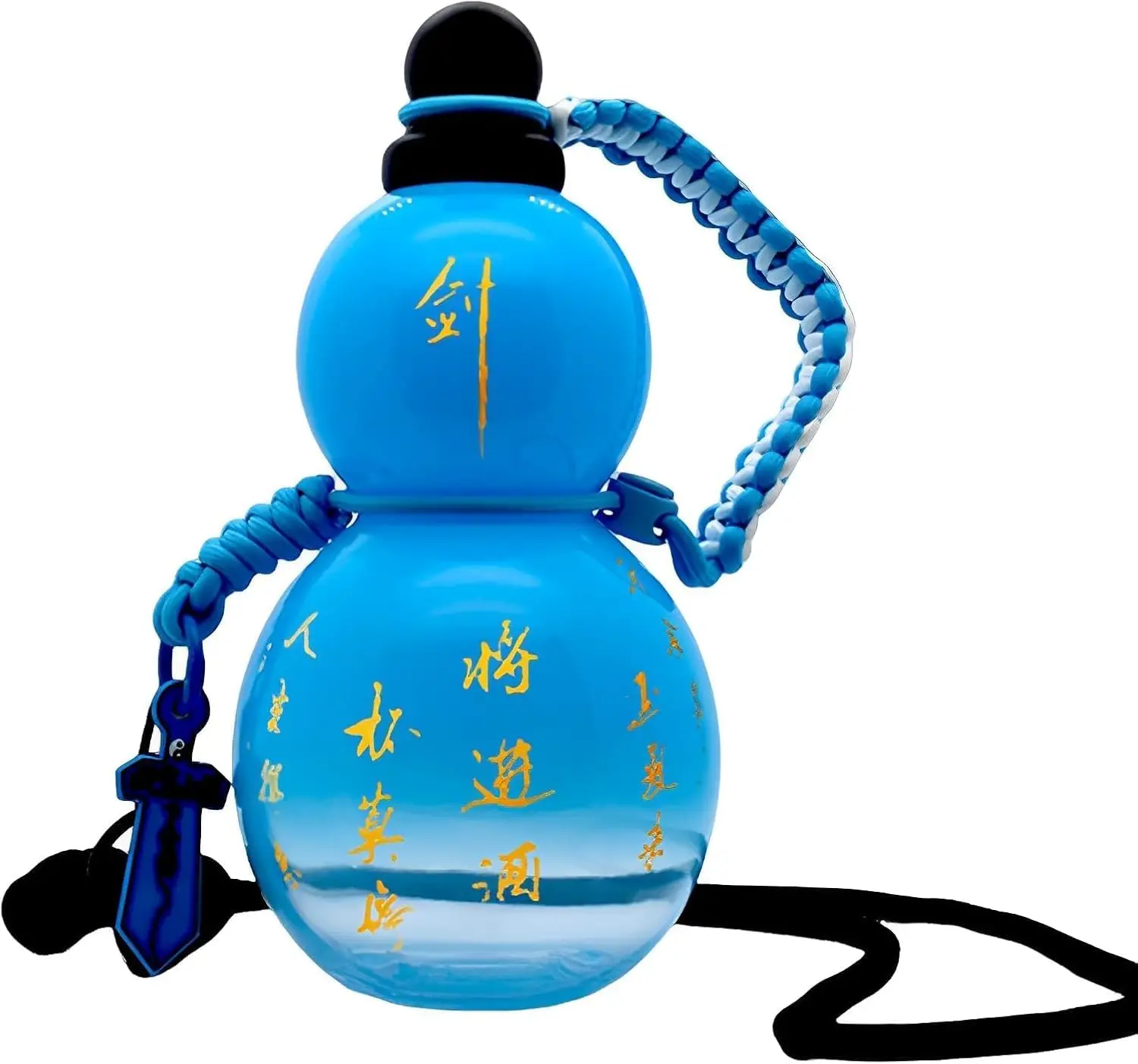 2026 New Gourd Water Bottle, 28 oz large capacity, made of Tritan. Comes with strap, waist rope, cup brush, charm, and DIY stickers. Reusable, leak proof screw top design