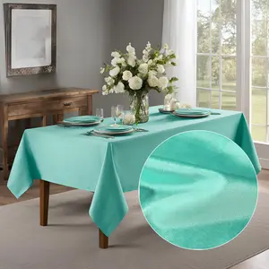 AzulHome Rectangular Tablecloth 63”x95” inch, Velvet Stain and Wrinkle Resistant Washable Table Cloth, Decorative Table Cover for Dining Table.