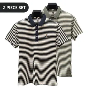 Best seller in the US market! 2-Pack Men's Striped Polo Shirts, Business Casual Versatile Short-Sleeve T-Shirts