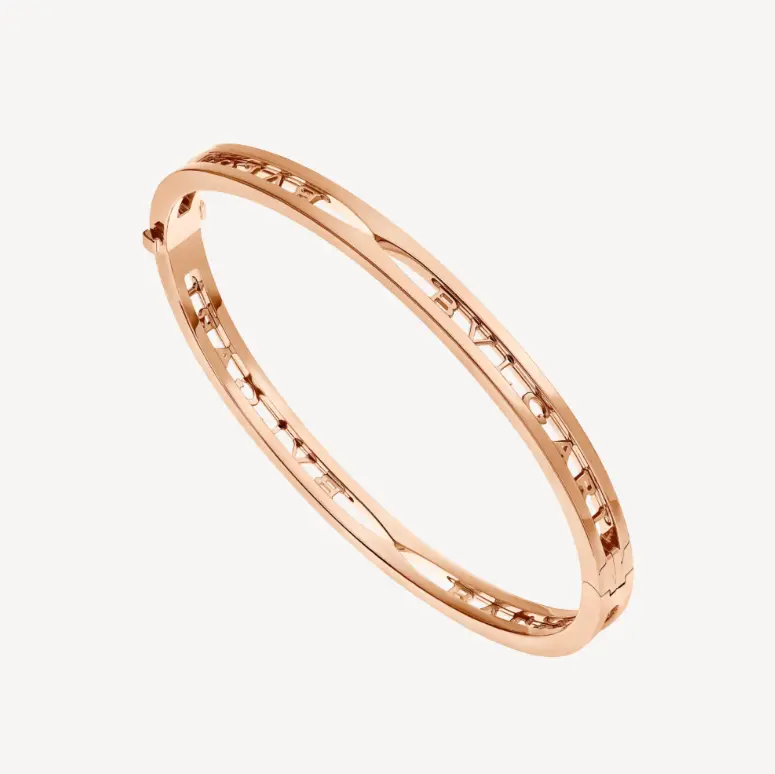 Pre-owned Bvlgari B.zero1 bangle bracelet with Bvlgari logo on the spiral，rose gold，non full set