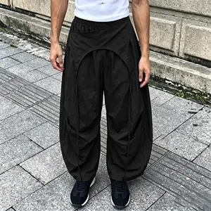 INCERUN Men's Techwear Asymmetric Draped Parachute Pants - Menswear Streetwear Fashion Apparel Clothes with Cyberpunk Utility Balloon Design