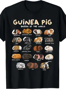Guinea Pig Lover T-Shirt - Cute Guinea Pig & Cavy Pet Owner Apparel, Unisex Short-Sleeve Shirt, Retro Guinea Pig Graphic Tee for Men & Women