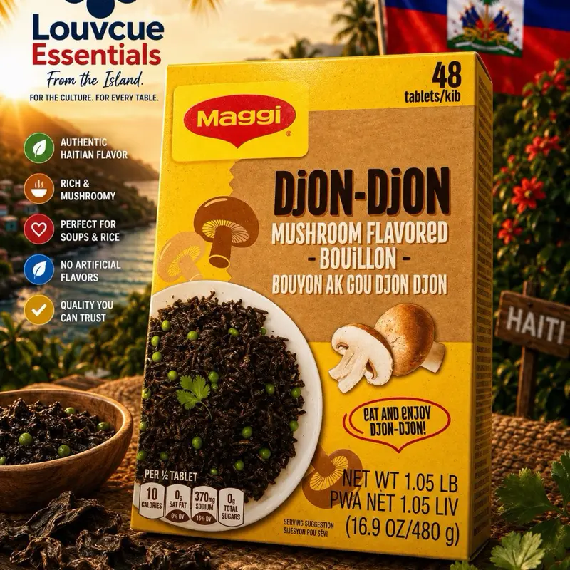 Maggi Djon-Djon Mushroom Flavored Bouillon Cubes (48 Count) – Haitian Seasoning for Authentic Diri Djon Djon Rice & Soups