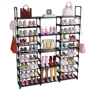 MENOLANA 9 Tiers Shoe Rack Organizer,50-55 Pairs, Stackable Metal Shelf with Hooks for Entryway, Shoe Racks for Bedroom Closet,New Year Gifts ,Deals for you days