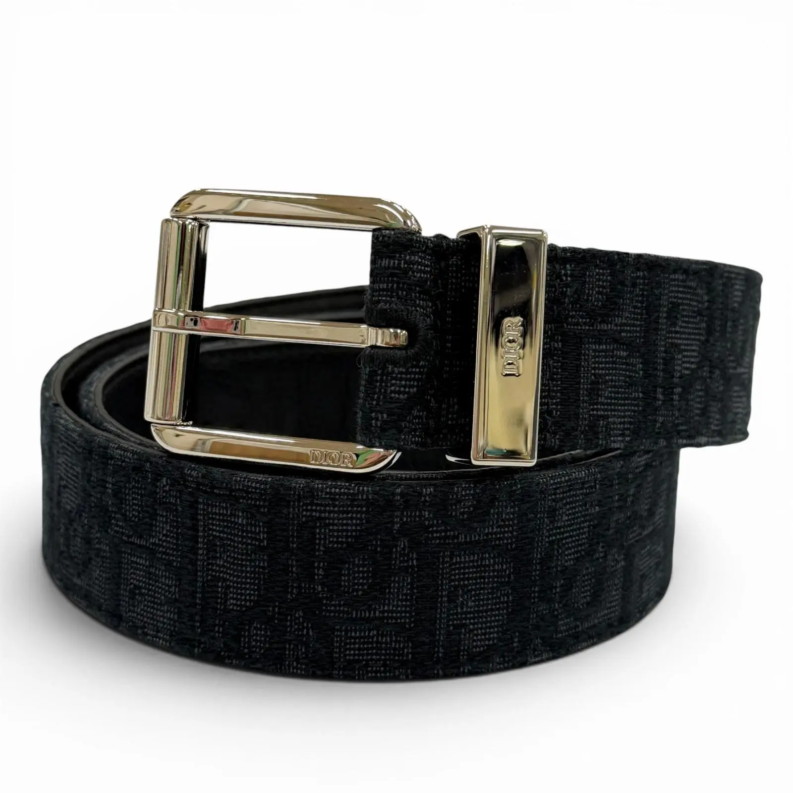 Pre-owned Dior Canvas Small Leather Goods Oblique Belt