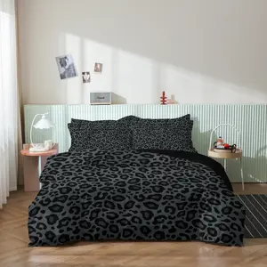 3pcs Fashion Decorative Duvet Cover Set - Dark Leopard Print Included 1 Duvet Cover + 2 Pillowcases (No Pillow Inserts) - Four Seasons Home Dormitory - HD Print Trendy Luxury High-End Bedding Set