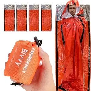 Outdoor Emergency Sleeping Bag Set, Emergency Thermal Blanket, Lightweight Compact with Survival Whistle, Foldable Storage, High-Quality Camping Hiking Gear, Outdoor Survival Kit