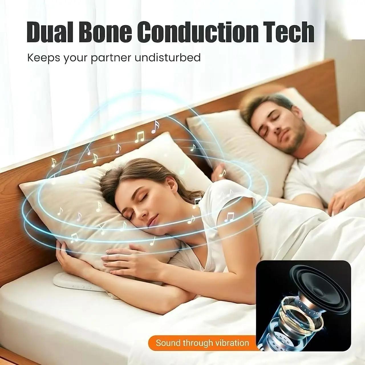 Under the Pillow Speaker | Mini Bone Conduction Wireless Sleep Assist with Stereo Bass, White Noise, Volume Control, TF Card Support and Auto-off for Deep Sleep