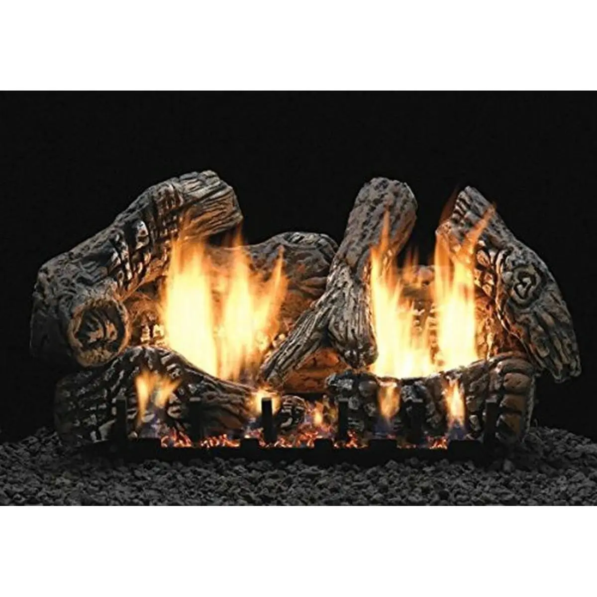 6-Piece 18 in. Hand-Painted Super Charred Oak Ceramic Fiber Vent-Free Natural Gas Log Set for Home Design, Fireplace Glow & Ambience