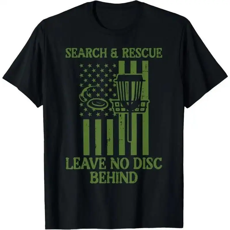 100% Cotton Search Rescue No Disc Behind Flag Frisbee Golf Men Women  T-Shirt