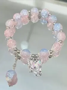 Sweetheart Meteor Butterfly Beaded Bracelet, Dreamy Cracked Pearl, Sparkling Butterfly Pendant, Ideal Gift for Friends and Partners, Stackable Bracelets