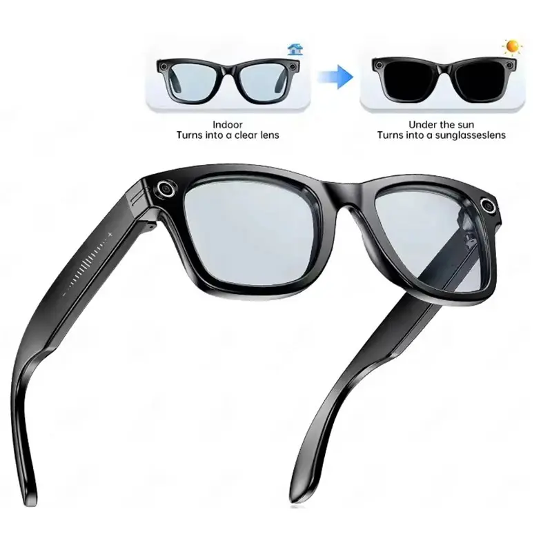 New 800w Pixel Smart Glasses with 1080P Video Recording Ai Photo Recognition Bluetooth-compatible Call Voice Translation Men's Color-Changing Sunglasses, Lightweight Acryl Frame with Lithium-Ion Battery