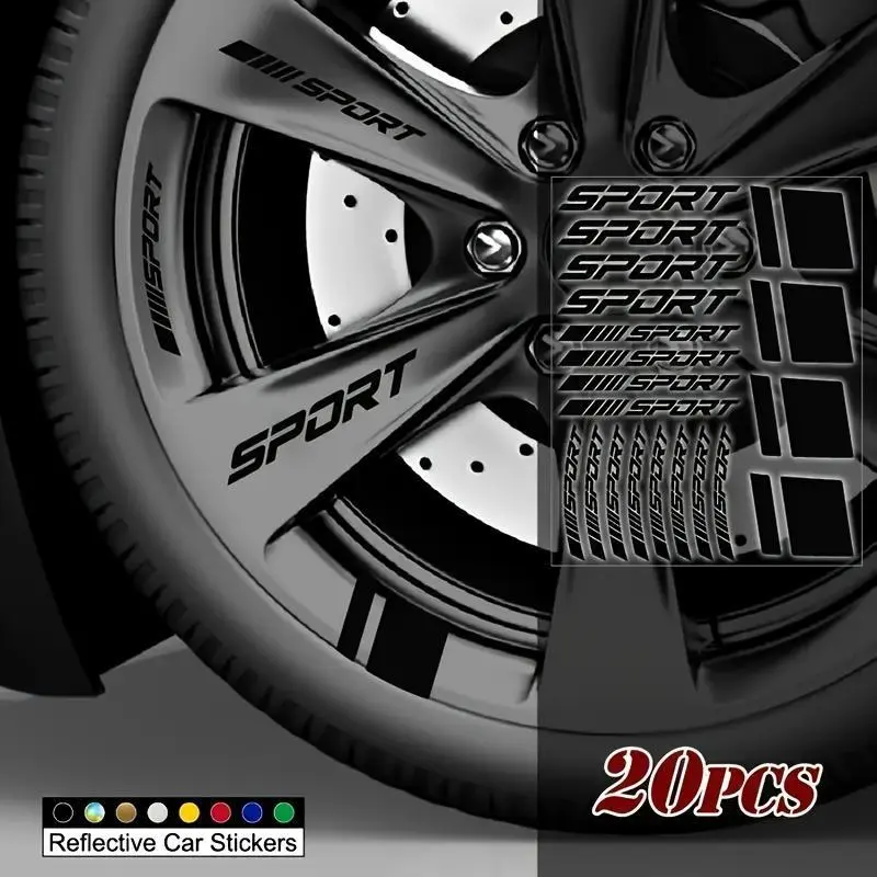 Car wheel decals, stickers for marking the sporty racing wheels, can be easily stuck on, used once only, with irregular shapes, Reflective Sticker