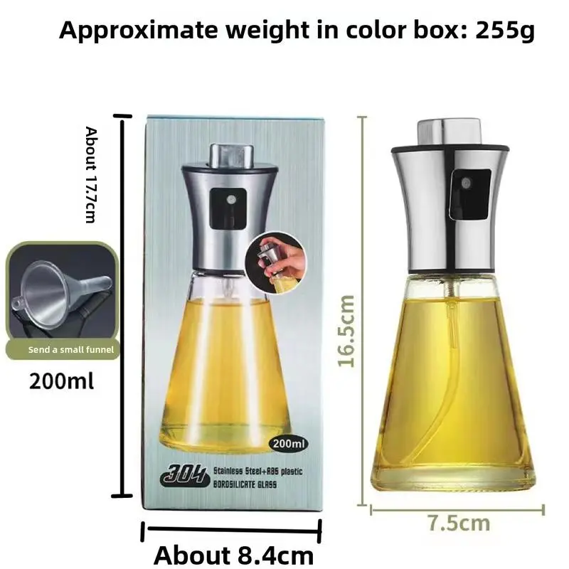 200ml Oil Sprayer, 1 Count Stainless Steel Oil Spray Bottle, Oil Dispenser for Cooking, Baking, Barbecue, Kitchen Utensils & Gadgets