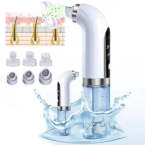 Blackhead Remover Vacuum Cleaner - Electric Facial Cleansing Device with 5-in-1 Multifunction Design, Adjustable Suction for Dry, Neutral, and Oily Skin, USB Rechargeable, 400mAh Battery, 120ml Water Tank Adjustable Sensitive White