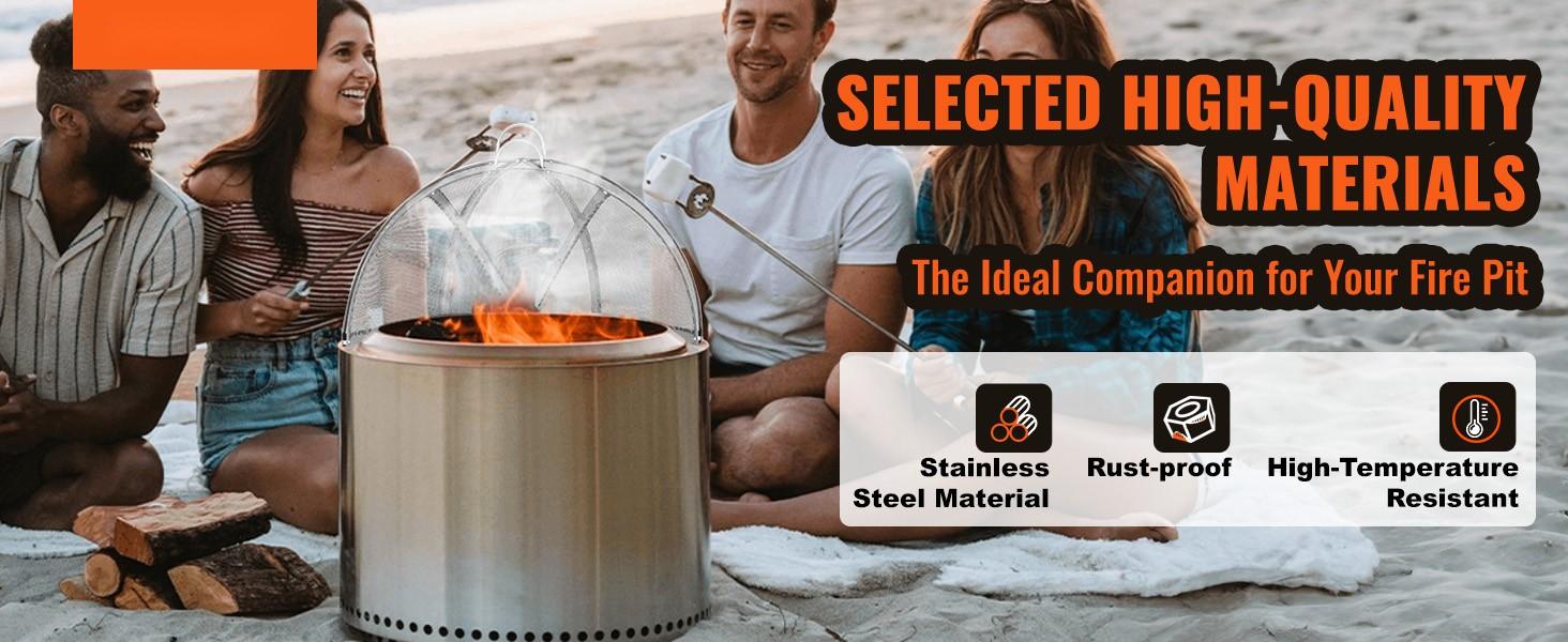 Fire Pit Spark Screen Lid, 36-Inch Diameter, Outdoor Fire Pit Ring Cover, Round Stainless Steel Shield, Metal Cover For Fire Ring, Easy-Opening Guard, Patio And Backyard Fire Pits, Weatherproof Ring Screen Accessory